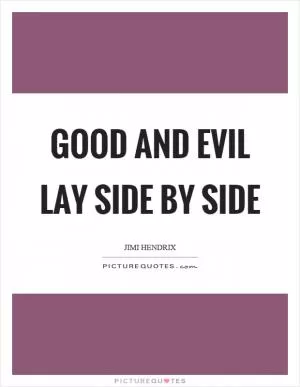 Good and evil lay side by side Picture Quote #1
