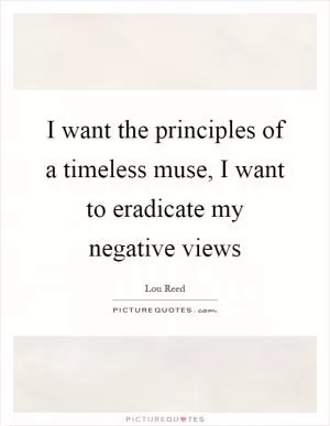 I want the principles of a timeless muse, I want to eradicate my negative views Picture Quote #1