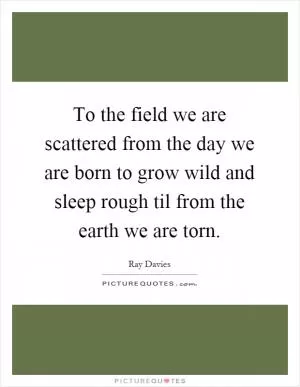 To the field we are scattered from the day we are born to grow wild and sleep rough til from the earth we are torn Picture Quote #1
