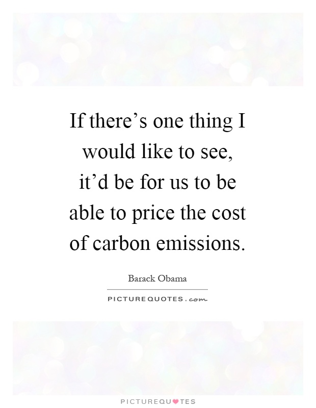 If there's one thing I would like to see, it'd be for us to be able to price the cost of carbon emissions Picture Quote #1