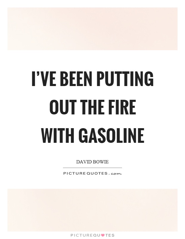 I've been putting out the fire with gasoline Picture Quote #1