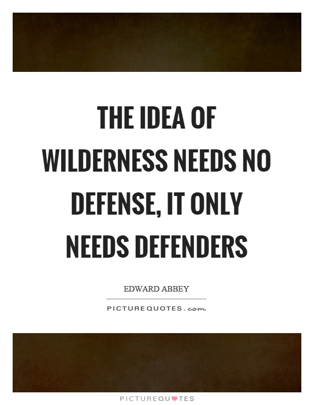 The idea of wilderness needs no defense, it only needs defenders Picture Quote #1