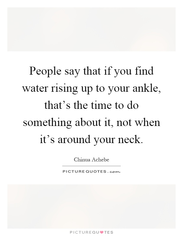 People say that if you find water rising up to your ankle, that's the time to do something about it, not when it's around your neck Picture Quote #1