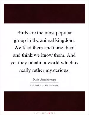 Birds are the most popular group in the animal kingdom. We feed them and tame them and think we know them. And yet they inhabit a world which is really rather mysterious Picture Quote #1