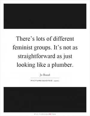 There’s lots of different feminist groups. It’s not as straightforward as just looking like a plumber Picture Quote #1
