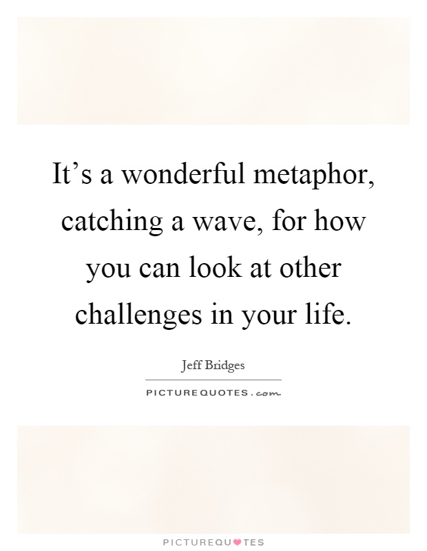 It's a wonderful metaphor, catching a wave, for how you can look at other challenges in your life Picture Quote #1