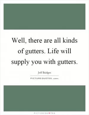 Well, there are all kinds of gutters. Life will supply you with gutters Picture Quote #1