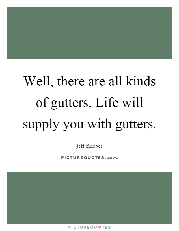 Well, there are all kinds of gutters. Life will supply you with gutters Picture Quote #1