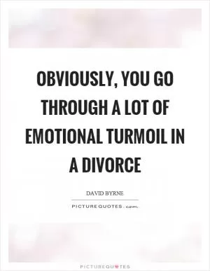 Obviously, you go through a lot of emotional turmoil in a divorce Picture Quote #1
