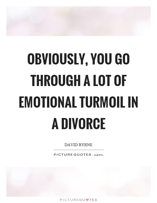 Obviously, you go through a lot of emotional turmoil in a divorce Picture Quote #1
