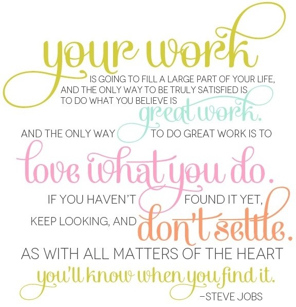 Your work is going to fill a large part of your life, and the only way to be truly satisfied is to do what you believe is great work. And the only way to do great work is to love what you do. If you haven't found it yet, keep looking. Don't settle. As with all matters of the heart, you'll know when you find it Picture Quote #2