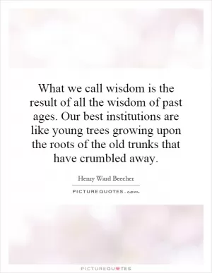 What we call wisdom is the result of all the wisdom of past ages. Our best institutions are like young trees growing upon the roots of the old trunks that have crumbled away Picture Quote #1