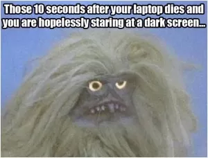 Those 10 seconds after your laptop dies and you are hopelessly staring at a dark screen Picture Quote #1