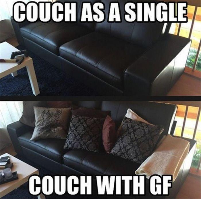 Couch as a single. Couch with a Girlfriend Picture Quote #1