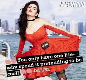 You only have one life - why spend it pretending to be cool Picture Quote #1