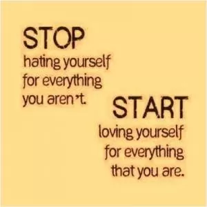 Stop hating yourself for everything you aren’t start loving yourself for everything that you are Picture Quote #1