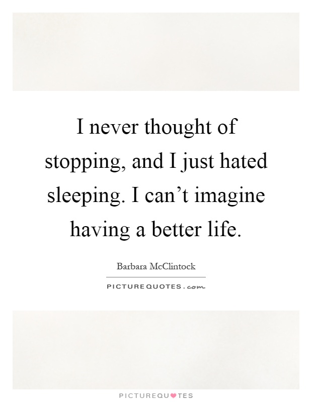 I never thought of stopping, and I just hated sleeping. I can't imagine having a better life Picture Quote #1