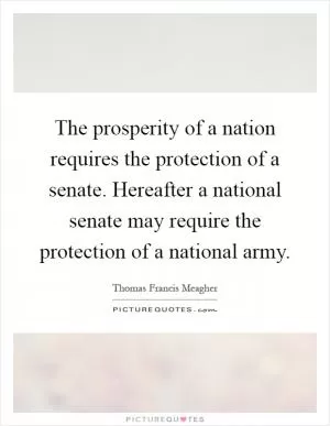 The prosperity of a nation requires the protection of a senate. Hereafter a national senate may require the protection of a national army Picture Quote #1