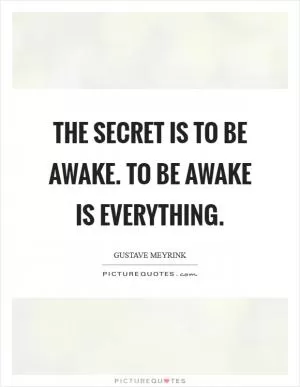 The secret is to be awake. To be awake is everything Picture Quote #1