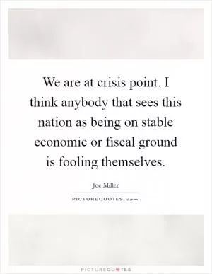 We are at crisis point. I think anybody that sees this nation as being on stable economic or fiscal ground is fooling themselves Picture Quote #1