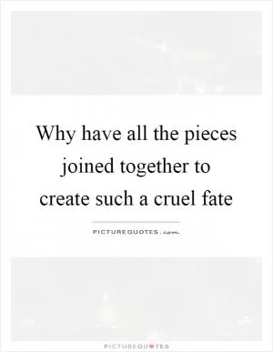 Why have all the pieces joined together to create such a cruel fate Picture Quote #1