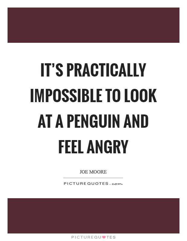 It's practically impossible to look at a penguin and feel angry Picture Quote #1