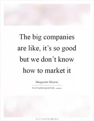 The big companies are like, it’s so good but we don’t know how to market it Picture Quote #1