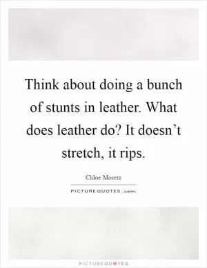 Think about doing a bunch of stunts in leather. What does leather do? It doesn’t stretch, it rips Picture Quote #1