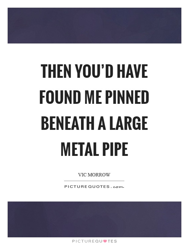 Then you'd have found me pinned beneath a large metal pipe Picture Quote #1