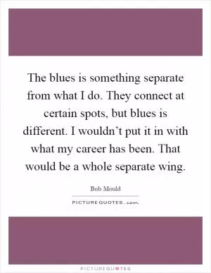 The blues is something separate from what I do. They connect at certain spots, but blues is different. I wouldn’t put it in with what my career has been. That would be a whole separate wing Picture Quote #1