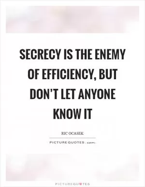 Secrecy is the enemy of efficiency, but don’t let anyone know it Picture Quote #1