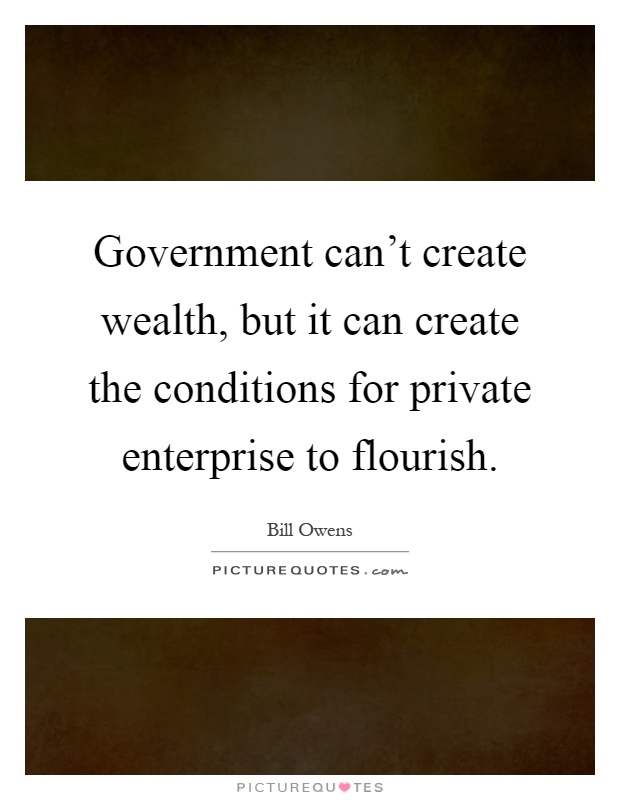 Government can't create wealth, but it can create the conditions for private enterprise to flourish Picture Quote #1