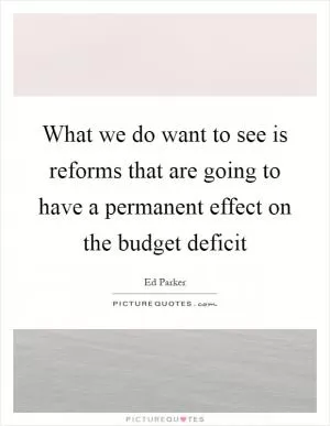 What we do want to see is reforms that are going to have a permanent effect on the budget deficit Picture Quote #1