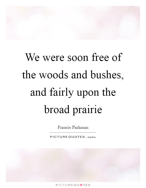 We were soon free of the woods and bushes, and fairly upon the broad prairie Picture Quote #1