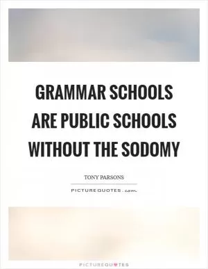 Grammar schools are public schools without the sodomy Picture Quote #1