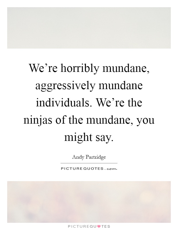 We're horribly mundane, aggressively mundane individuals. We're the ninjas of the mundane, you might say Picture Quote #1