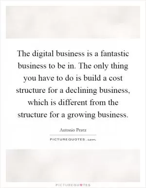 The digital business is a fantastic business to be in. The only thing you have to do is build a cost structure for a declining business, which is different from the structure for a growing business Picture Quote #1