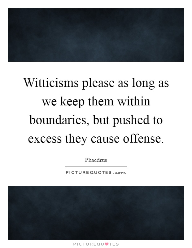 Witticisms please as long as we keep them within boundaries, but pushed to excess they cause offense Picture Quote #1