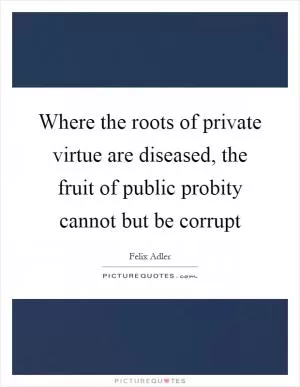 Where the roots of private virtue are diseased, the fruit of public probity cannot but be corrupt Picture Quote #1