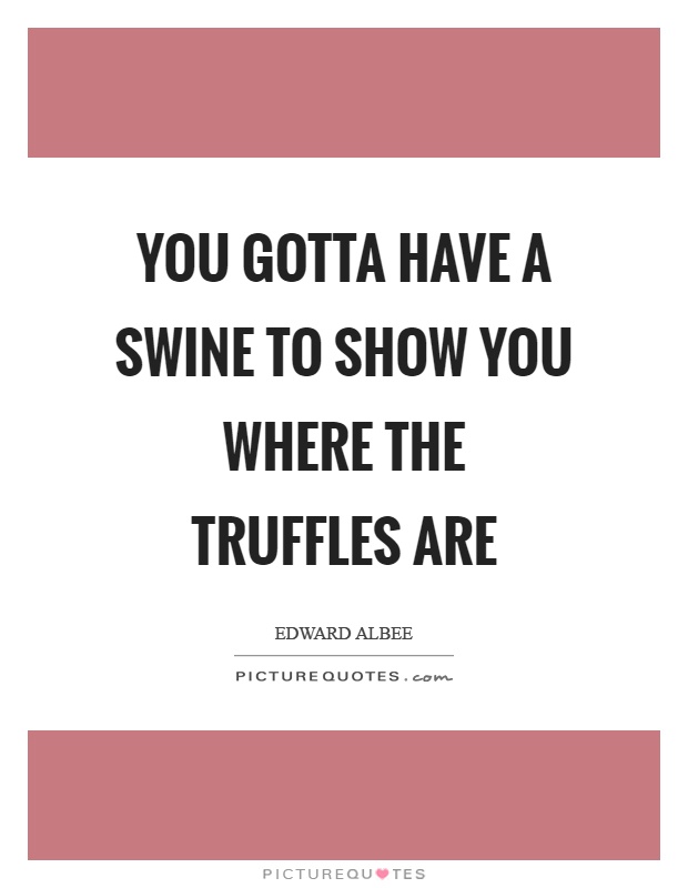 You gotta have a swine to show you where the truffles are Picture Quote #1