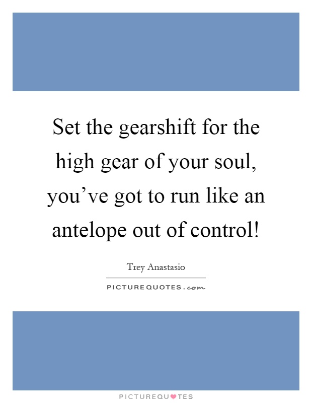 Set the gearshift for the high gear of your soul, you've got to run like an antelope out of control! Picture Quote #1