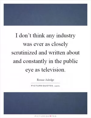 I don’t think any industry was ever as closely scrutinized and written about and constantly in the public eye as television Picture Quote #1