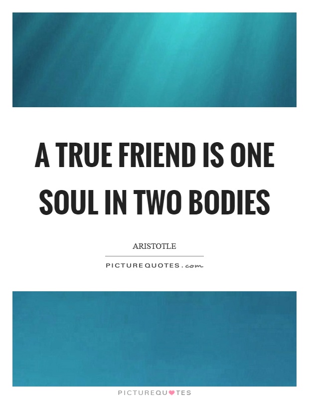 A true friend is one soul in two bodies Picture Quote #1