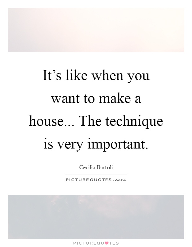 It's like when you want to make a house... The technique is very important Picture Quote #1