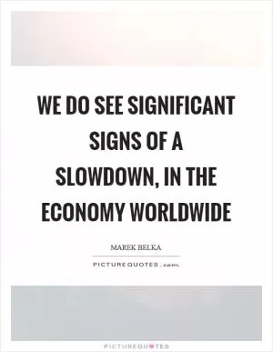 We do see significant signs of a slowdown, in the economy worldwide Picture Quote #1