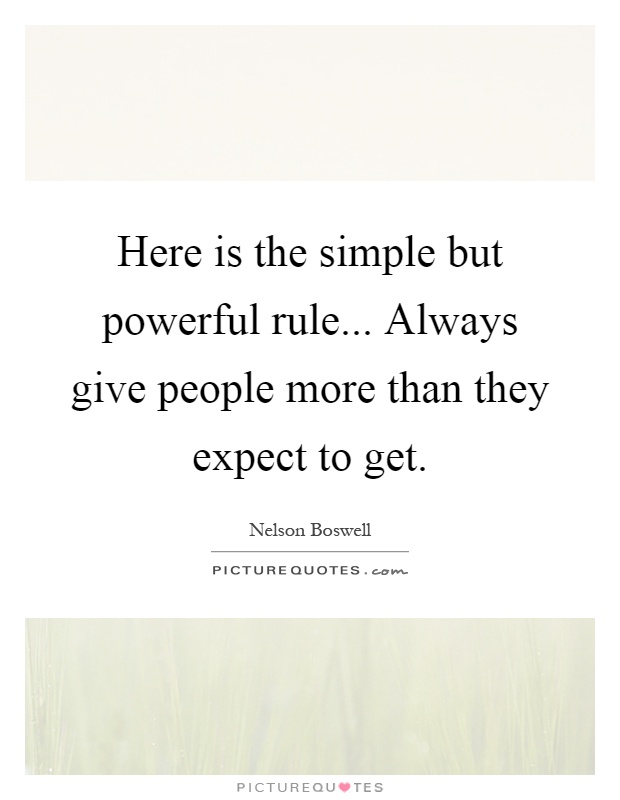 Here is the simple but powerful rule... Always give people more than they expect to get Picture Quote #1