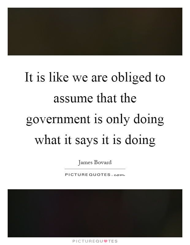 It is like we are obliged to assume that the government is only doing what it says it is doing Picture Quote #1