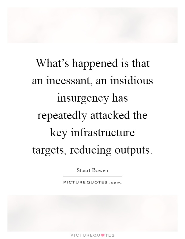 What's happened is that an incessant, an insidious insurgency has repeatedly attacked the key infrastructure targets, reducing outputs Picture Quote #1