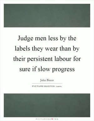 Judge men less by the labels they wear than by their persistent labour for sure if slow progress Picture Quote #1