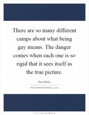 There are so many different camps about what being gay means. The danger comes when each one is so rigid that it sees itself as the true picture Picture Quote #1